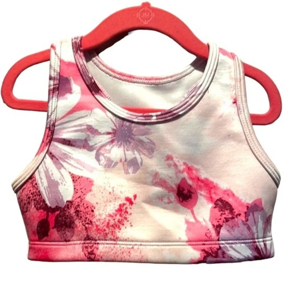 Justice Girl’s Pink Floral Sports Bra Top Size Small 7/8